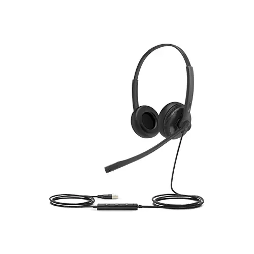 Cintillo binaural USB, almohadilla de espuma, control de volumen, certificado para Teams