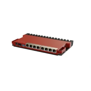 Router L009UiGS-RM con 8 puertos Gigabit, SFP 2.5G, USB, 512MB RAM, RouterOS L5 y formato desktop/rack 1U para redes profesionales.